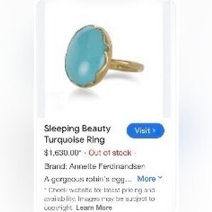 *Sold Elsewhere* Annette Ferdinandsen Sleeping Beauty Turquoise Ring OOAK!